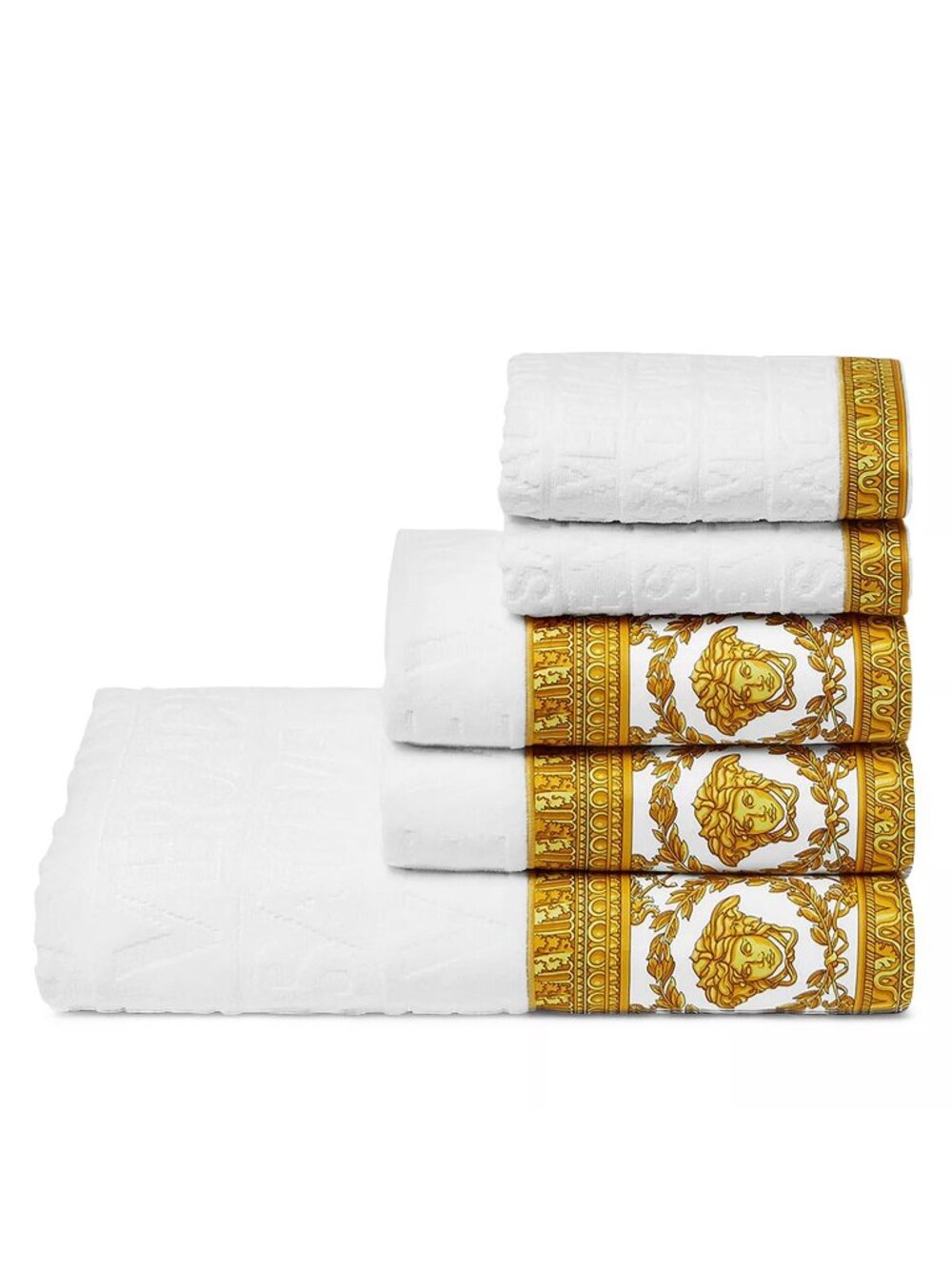 NWT Versace I Heart Baroque Hand Towel White Gold Size 60x100cm